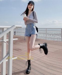 ショートパンツ | ゆったり Aライン デニム デニムパンツ ショートデニム ショーパン 短パン ショート丈 膝上 カジュアル 通勤通学 上品 20代30代40代 お出かけ