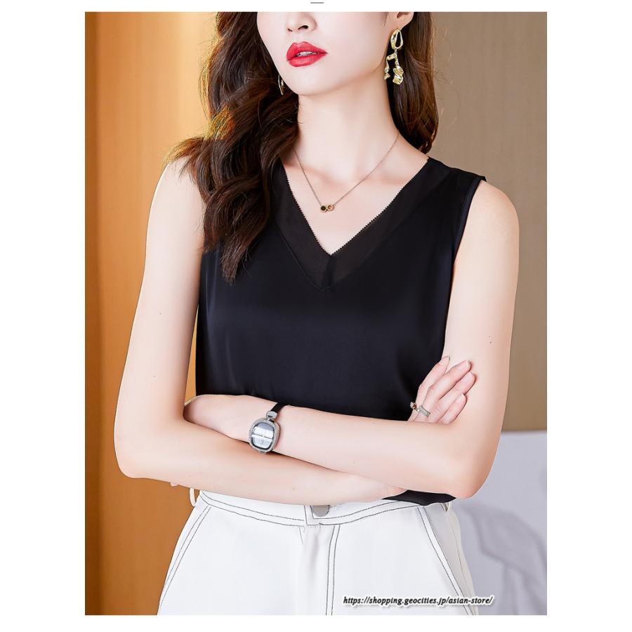 キャミソール タンクトップ | タンクトップ レディース 秋 秋服 レイヤード インナー ノースリーブ Vネック しわにくい ベーシック 重ね着 とろっと滑らかな肌触りの落ち感素材
