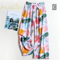 ワイドパンツ | パンツ レディース ボトムス ウエストゴム 楽ちん リラックスパンツ ルームウェア 体型カバー ゆったり 春物 夏 綿紬 女の子 海 プリント かわいい