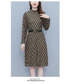 マキシ | ワンピース レディース 柄 大きいサイズ 膝丈 長袖 きれいめ 30代 40代 50代 着やせ 上品 キレイめ レトロ風 オシャレ カジュアル 春秋冬