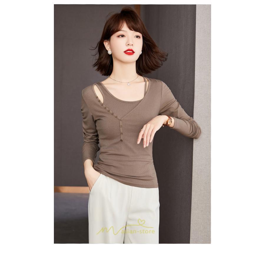 シャツ・ブラウス | ブラウス Tシャツ レディース 長袖 細身 フォーマル オフィス タイト きれいめ 春夏秋 トップス 送料無料 SNS映え 可愛い 着痩せ おしゃれ