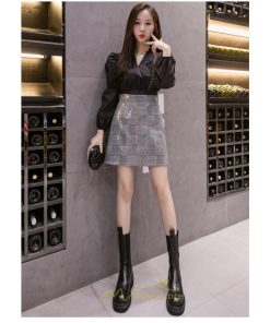 スカート | レディース ミニショット丈 キラキラ インナーパンツ付き ハイウエスト 着痩せ オシャレ 韓国ファッション 20代30代40代50代 2022 秋冬