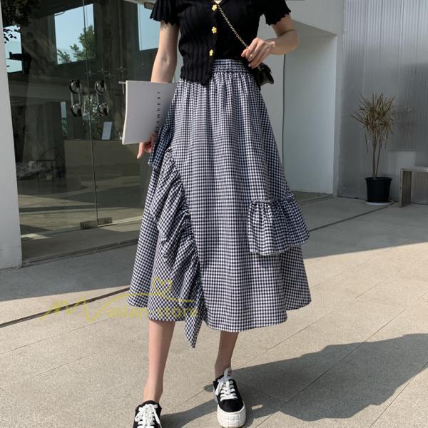スカート | プリーツロング 春 夏 秋 マキシ 大きいサイズ フレアマキシプリーツ チェック柄 通勤通学 20代30代40代 不規則 フレア