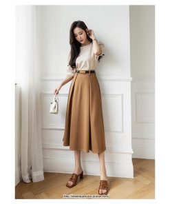 スカート | フレアロングロング丈 ミモレ丈 Aラインベルト付き 通勤 20代 30代 40代 50代 上品 コーデ 着痩せ 高見え 送料無料