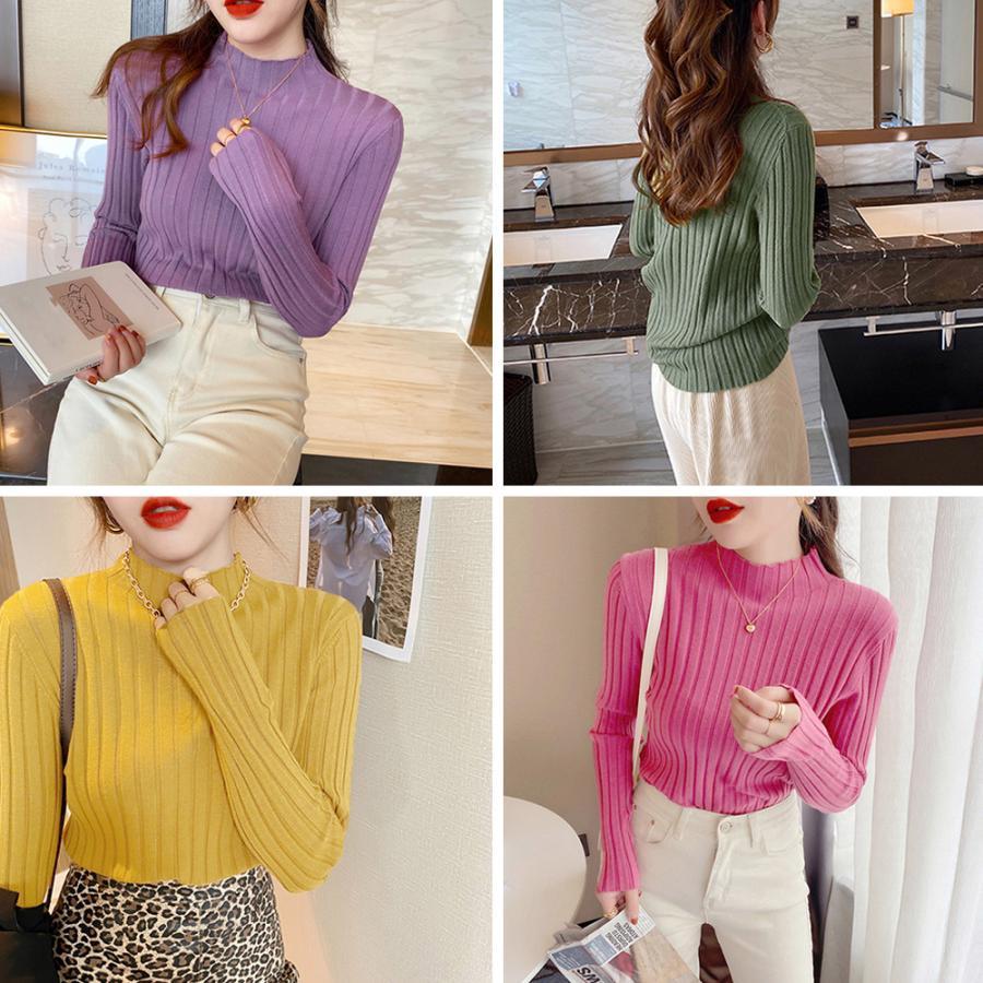 ニット・セーター | リブニットトップス プチハイネック