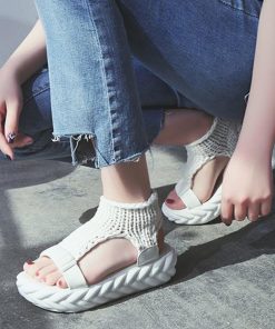 サンダル | レディース 厚底 メッシュ スポーツソックス 通気性 ニット歩きやすい