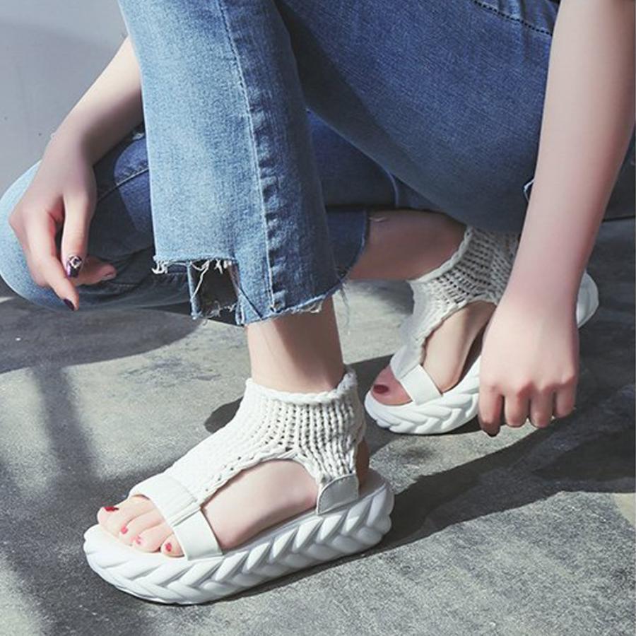 サンダル | レディース 厚底 メッシュ スポーツソックス 通気性 ニット歩きやすい