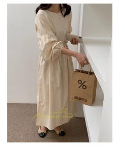 マキシ | ワンピース レディース 40代 50代 長袖 きれいめ ゆったり ロング丈 マキシ丈 体型カバー 無地 着痩せ 30代 カジュアル 通勤通学 夏物 お出かけ シンプル 上品