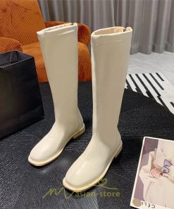 ロングブーツ | レディース ロング丈 太ヒール スクエアトゥ トレンド PU 黒 シンプル コスプレ 美脚 おしゃれ 歩きやすい 履きやすい 滑にくい かわいい