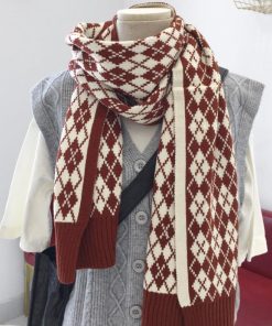 マフラー | アーガイル柄 ニットレトロ風