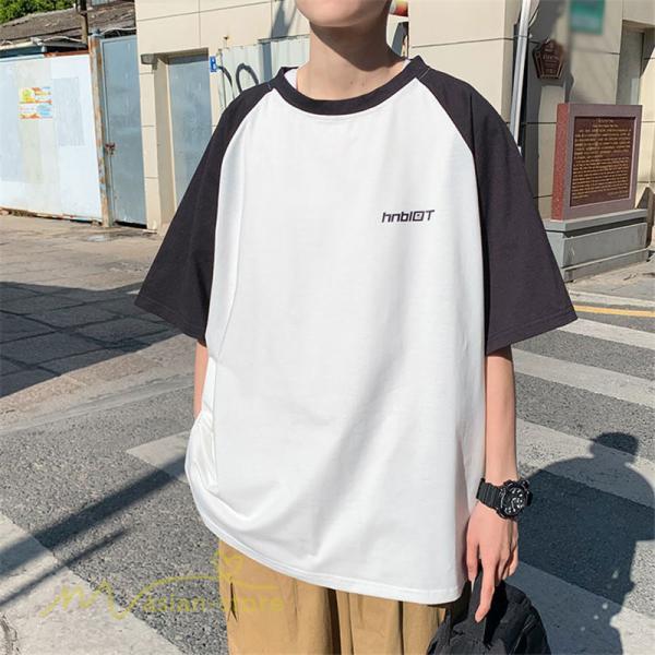 Tシャツ | 夏新作 メンズ Tシャツ 半袖 切り替え カジュアル シンプル カットソー 半袖トップス お出かけ クルーネック 日常感 メンズゆったり