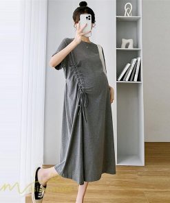 ワンピース | マタニティ妊婦服 レディース 無地 シンプル ゆったり 半袖 ゆるロングTシャツ クルーネック 薄手 マタニティウェア 夏 新作 お出かけ