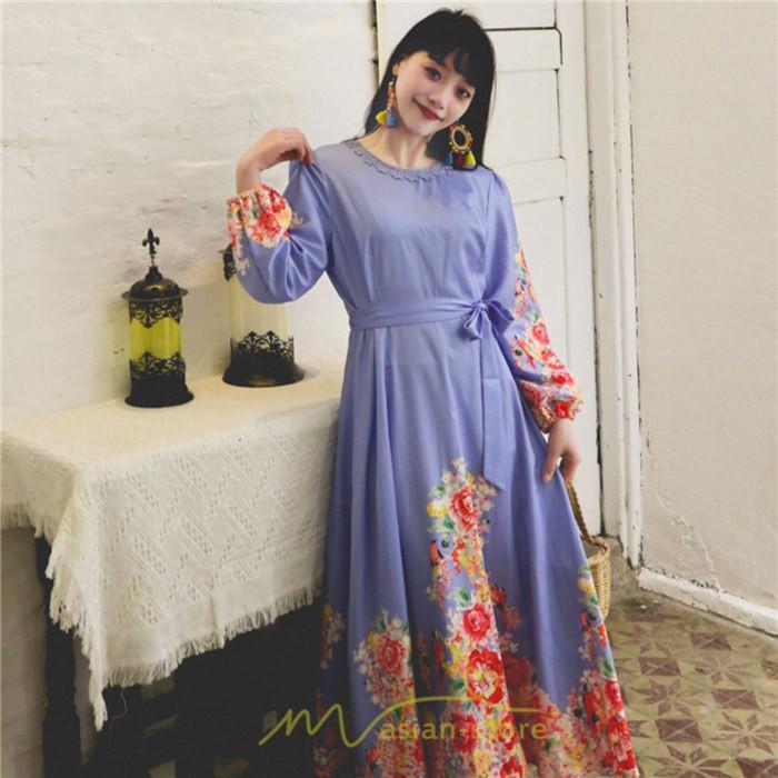 マキシ | ワンピース 長袖 夏 秋 レディース シフォン きれいめ ロング リゾート 体型カバー イベント デート 女子会 エスニック風 旅行 楽ちん 外出 ジャーニー