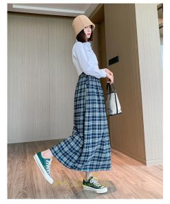 スカート | チェックロングウエストゴム チェック柄 大人 ハイウエスト Aライン30代40代50代 通学通勤 可愛い スカート ゆったり