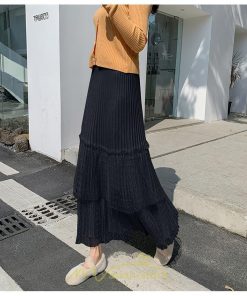 スカート | プリーツレディース ロング丈 マキシ 黒 グレー ベージュ ニット Aライン 秋冬コーデ 秋冬物 お出かけ デート 新着 普段着 旅行 女子会 新作 お呼ばれ