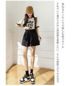 ショートパンツ | パンツ ハイウエスト 無地 美脚 カジュアル シンプル レディース 春 夏 新作 2022 ボトムス 韓国風 ゆったり ズボン 日常 短パン お出かけ