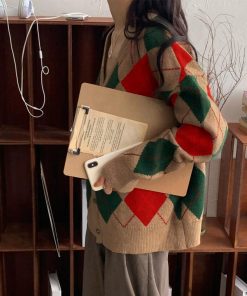 カーディガン | アーガイル柄ニットカーデ