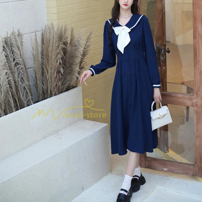マキシ | 秋ワンピース 長袖 通学通勤 大人 可愛い ミモレ丈ワンピース 着痩せ ちょう Aラインワンピース 無地 20代30代 お呼ばれ レディース 40代 秋物 エレガント