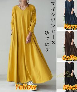 マキシ | ワンピース レディース 秋 ロングワンピース マキシワンピース 体型カバー ゆったり マキシ丈 秋冬 通勤着 可愛い 20代 トレンド 40代 30代 韓国風 50代