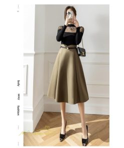 スカート | Aラインレディース 着痩せ 大人 カジュアル 秋冬コーデ 無地 40代 50代 大きいサイズ ひざ丈 膝丈 20代 ハイウエスト きれいめ 30代 大人