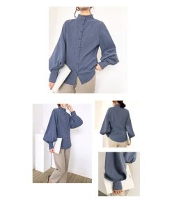 シャツ・ブラウス | シャツブラウス レディーストップス パフスリーブ 可愛い ビジネスカジュアルウェア エレガント 通学通勤 柔らか つや消しシャツ S L M 2020秋冬 XL 4色