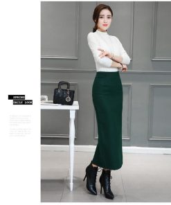 在庫ある | 短納期ロングタイトスカート ハイウエスト ロングスカート ビジネススカート ラシャスカート スリットセクシースカート エレガント フェミニン 後ろファスナー