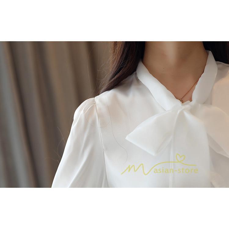 在庫ある | 短納期ブラウスレディースシャツ シフォンブラウス ビジネスカジュアルシャツトップス オフィスブラウス フォーマルシャツ 薄手 春夏衣装 リボン 通学通勤