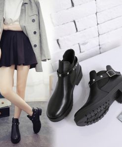 ショートブーツ | ブーティ 厚底 ショットブーツ 美脚ブーツ ローヒール 履きやすい リベット付き お洒落 サイドゴアブーツ レディース