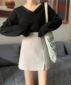 タイトスカート | ミニスリット入り Aラインスカート コーデュロイ ハイウエスト 台形美脚 スカート