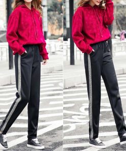 ワイドパンツ | スポーツウェア レディース 裏起毛 スェットパンツ サイドライン ルームパンツ