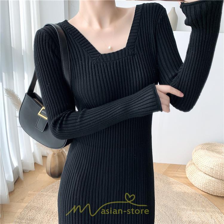 ニットワンピース | ワンピース 秋 秋服 レディース ニット ロングワンピース ロング 長袖 冬 冬服 Aライン 着痩せ 大人上品 お出かけ デート エレガント 送料無料 20代30代40代