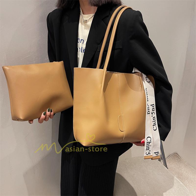 女性用バッグ | トートバッグ レディース A4 大容量 手提げ 鞄 おしゃれ PUレザー 通勤通学 無地 シンプル オフィス 上品 20代30代40代 お出かけ ビジネスバッグ ポーチ付き