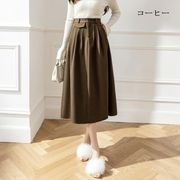 スカート | レディース ロング フレア Aライン 秋冬 ミモレ ハイウエスト 体型カバー キレイめ オシャレ フェミニン 可愛い お出かけ 着痩せ OL 通勤 通学
