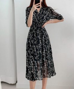 ワンピース | 花柄 フレアワンピース春夏カシュクール風