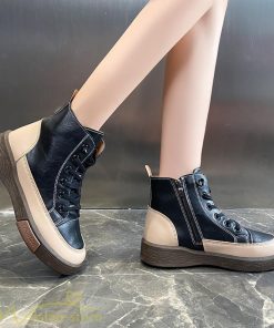 ショートブーツ | レディース ブーティー 太ヒール ブーツ ショートヒール カジュアル レースアップ 厚底 歩きやすい 厚底ブーツ コスプレ靴 編み上げブーツ