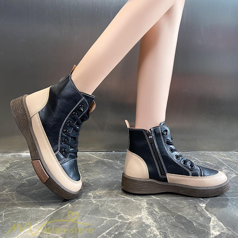 ショートブーツ | レディース ブーティー 太ヒール ブーツ ショートヒール カジュアル レースアップ 厚底 歩きやすい 厚底ブーツ コスプレ靴 編み上げブーツ