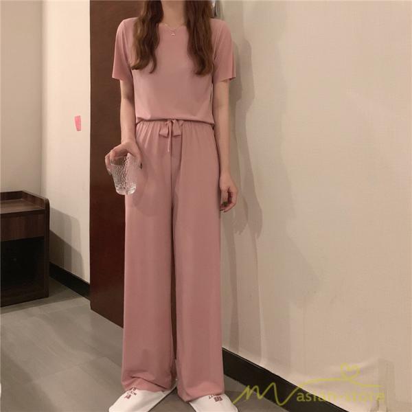 パジャマ ルームウェア | パジャマ レディース 夏 半袖 ルームウェア 涼しい 部屋着 ナイトウェア 寝間着 上下セット 薄手パジャマ 柔らかく軽い薄手の快適Tシャツパジャマ 部屋着