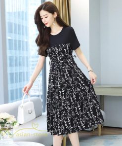 ミディアム | ワンピース Aライン レディース 着痩せ 上品 カジュアル 半袖 切り替え 小花柄 きれいめ 上品 大きいサイズ 30代 大きいサイズ 大人 20代 40代 お出かけ
