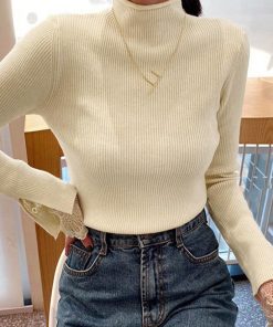 ニット・セーター | フェミニン 秋 スリムフィット 長袖 リブニットトップス レディース 袖レース 冬 細見 ニットセーター ハイネック ニットソー