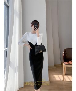 ニットワンピース | ワンピース 秋 秋服 レディース ニット ロングワンピース ロング 長袖 冬 冬服 タイト 切り替え 着痩せ お出かけ 韓国風 20代30代40代50代 通勤 2022新作
