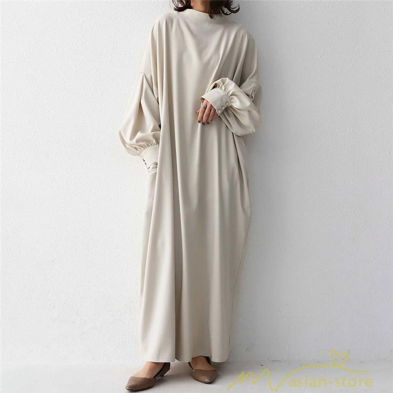 マキシ | 長袖ワンピース ロングワンピース シャツワンピース 羽織り レディース 2way パフスリーブ 大きいサイズ 秋物 送料無料 大人 ゆったり 50代60代 30代40代