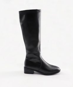 ニーハイブーツ | レディース スクエアトゥ レザー調 春秋冬 ロング丈 美脚 ローヒール 合皮 大人