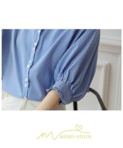 シャツ・ブラウス | ブラウス コットン 七分袖 レディース 青 入学式 入園式 卒業式 卒園式 フォーマル 結婚式 ママ 着痩せ 華奢見え OL お仕事 20代30代40代 通勤 新作 ビジネス