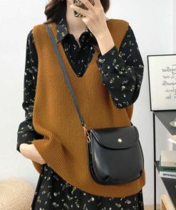 ニット・セーター | リブニットベスト レディース Vネック