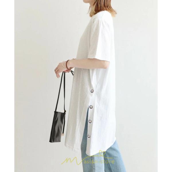 tシャツ・カットソー | Tシャツ レディース 半袖 ロングt 綿 ワンピース 無地 ラウンドネック トップス 麻 夏 ゆったり リラックス サイドスリット 20代30代 ロング丈 40代50代 可愛い