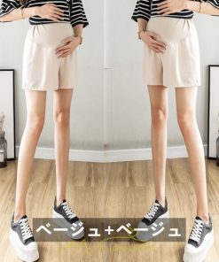 パンツ レギンス | マタニティパンツ ショートパンツ 2点セット 綿麻 調整可 腹包み 妊婦 妊娠 パンツ 短パン マタニティウェア ママ 夏服 涼感 無地