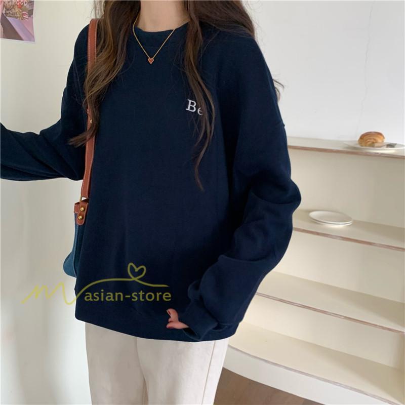 パーカー | トレーナー 長袖 刺繍 レディース スウェット 長袖トレーナー シンプル 20代 30代 フリーサイズ 7色 カジュアル ゆったり コーデ 秋冬 大人 50代 40代