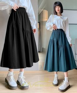 スカート | フレア フレアマキシ ロングコットン ウエストゴム マキシロング夏 秋服 ナチュラル 夏服