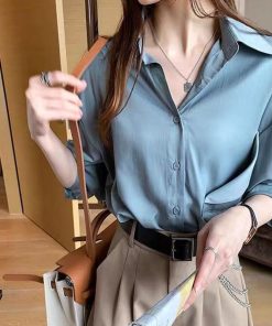 シャツ・ブラウス | シャツ おしゃれ 無地 オフィス ボダン ブラウス トップス ロング 襟付き 前開きシャツ レディース 仮ポケット付き