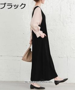 マキシ | ワンピース レディース ロングワンピース ノースリーブ 無地 ゆったり Vネック  スリット カジュアル レトロ風 キレイめ 40代 30代 20代 50代　 オシャレ